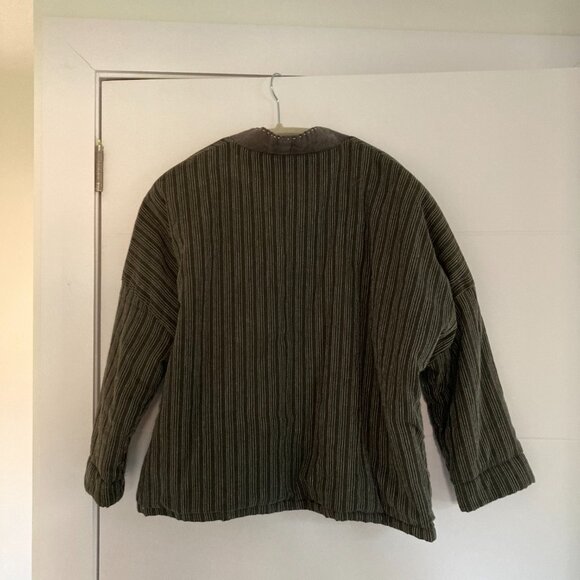 Unique 100% Linen Cotton Quilted Jacket, M (M/L), Army Green - Picture 10 of 12